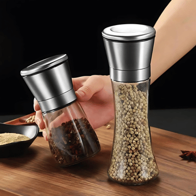 Stainless Steel Pepper Grinder Manual Spice Mill Glass Seasoning Grinder