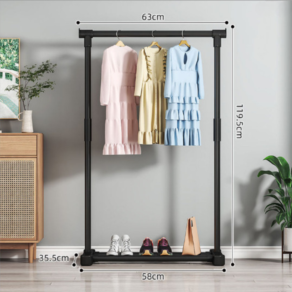 Portable Clothes Rack with Wheels, Adjustable, Foldable Dual-Rod Indoor Clothing Hanger