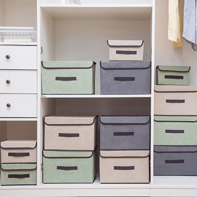 Foldable Fabric Storage Box Set with Lid Dustproof Portable Organizer