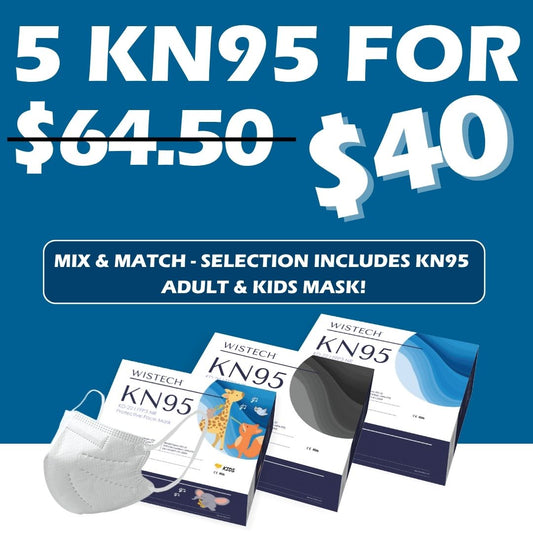 5 BOXES KN95 PROTECTIVE FACE MASKS with FREE SHIPPING FOR $40 ONLY