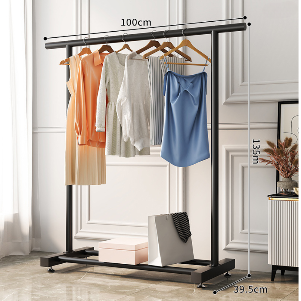 Portable Clothes Rack with Wheels, Adjustable, Foldable Dual-Rod Indoor Clothing Hanger