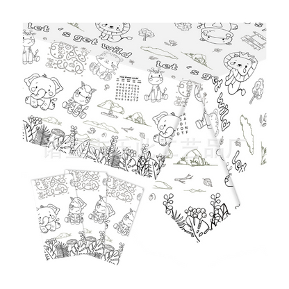 Themed Doodle Colouring Tablecloth Mat