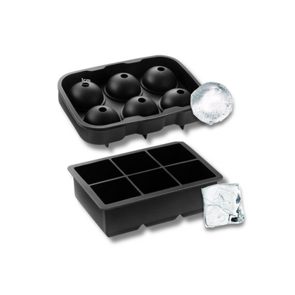 Silicone Ice Cube Tray, Round, Square, Skull, Bear, Heart & Rose Molds for Ice Balls and Large Cubes