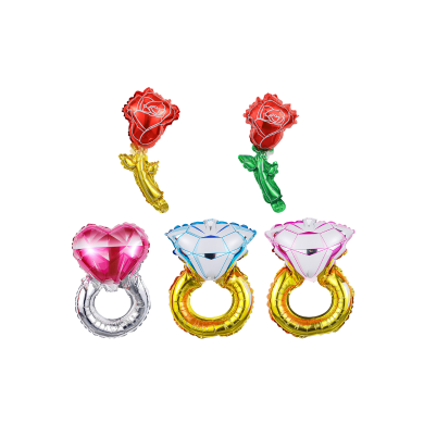 Roses and Diamond Ring Foil Balloons – Mother’s Day and Party Decoration