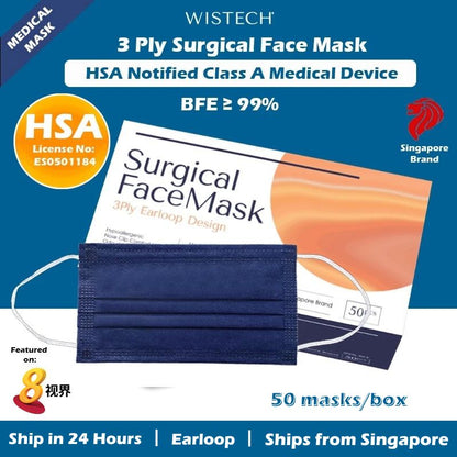 (Bundle Deal) 2 Boxes of Denim Inspired Wistech 3-Ply Surgical Face Mask with free Shipping
