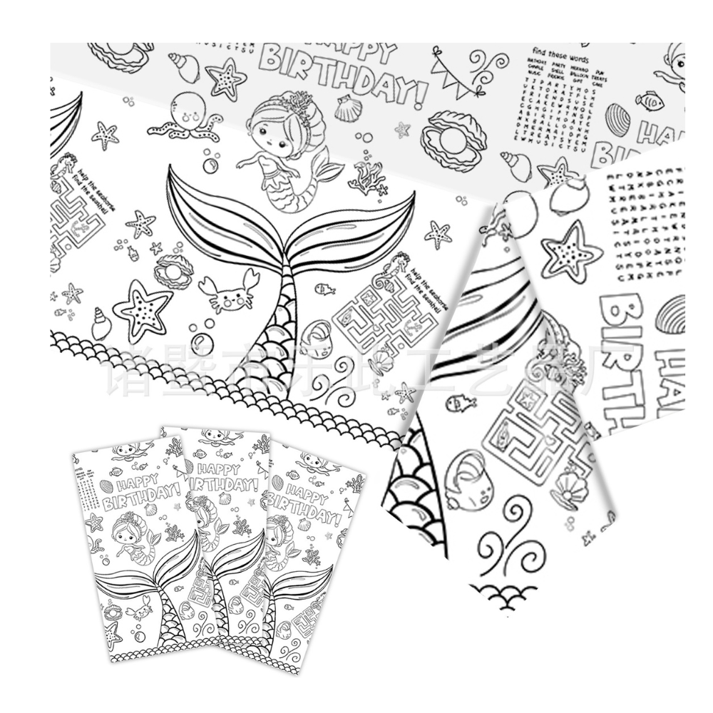 Themed Doodle Colouring Tablecloth Mat