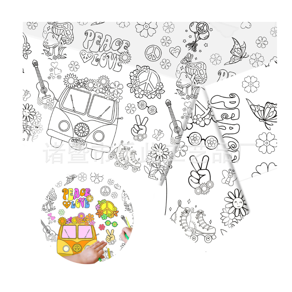 Themed Doodle Colouring Tablecloth Mat