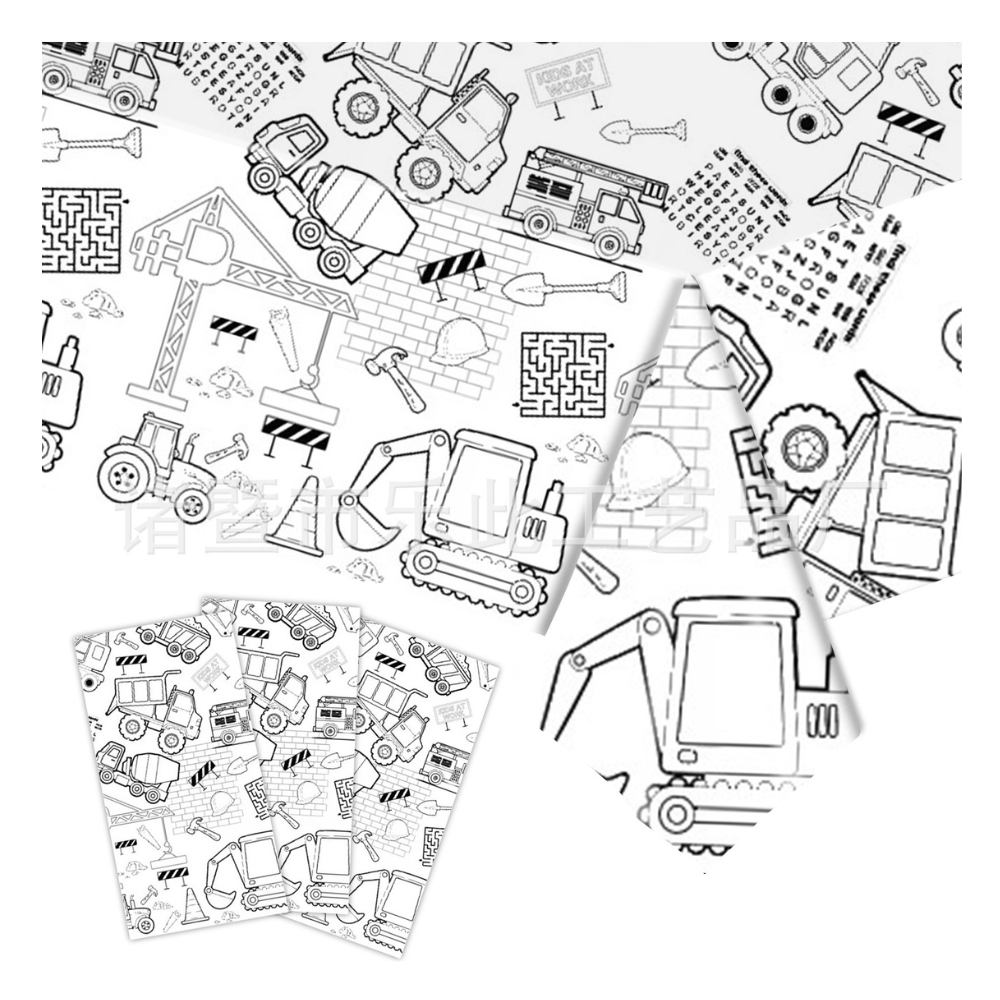 Themed Doodle Colouring Tablecloth Mat