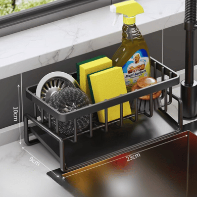Non Drilling Steel Kitchen Sink Storage Rack Sponge Holder Organizer