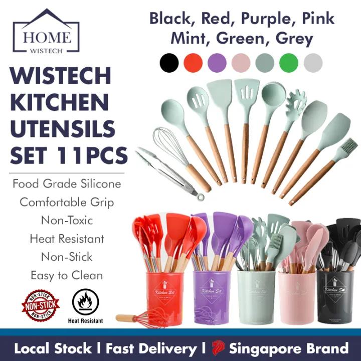 11pcs Silicone Kitchenware Cooking Utensils Set Heat Resistant Kitchen Non-Stick Cooking Utensils Baking Tools [Wistech]