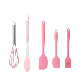 5-Piece Silicone Kitchen Utensil Set (Spatula, Brush, Whisk, Tongs)