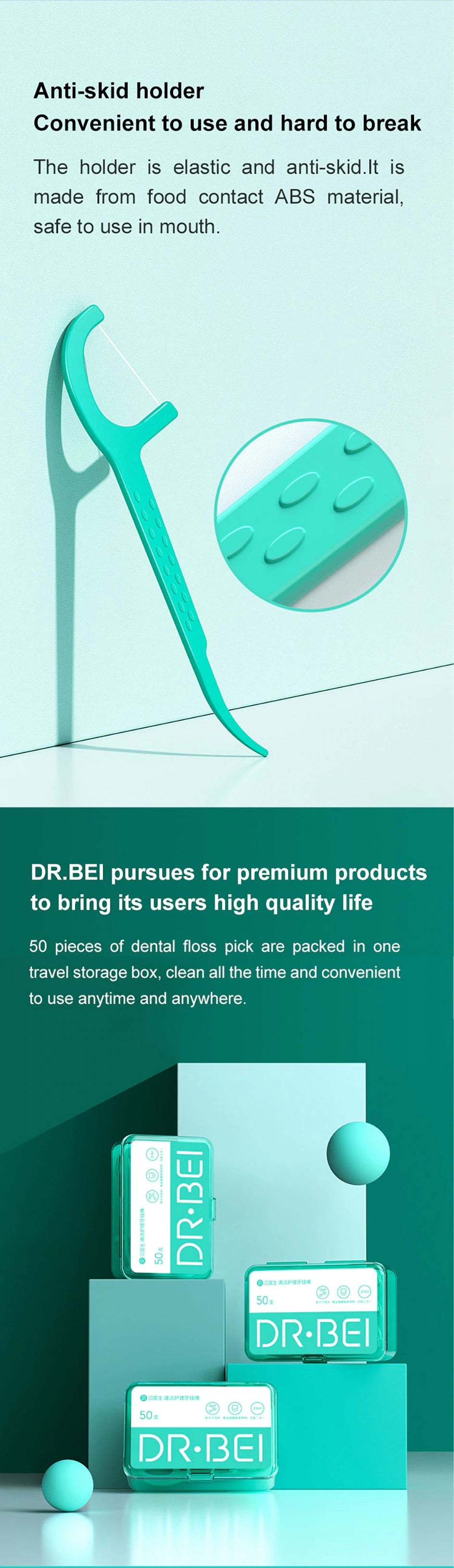 [Bundle of 3] Xiaomi DR.BEI Dental Floss Portable Picks Teeth Flosser Toothpicks Stick Oral Care 50pcs/box Teeth Pick - Wistech Singapore