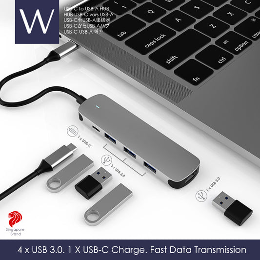 Wistech USB C Type-C Hub 4 in 1 BX4U USB 3.0 Adapter High-speed transmission 5G bps 500ms/s - Wistech Singapore