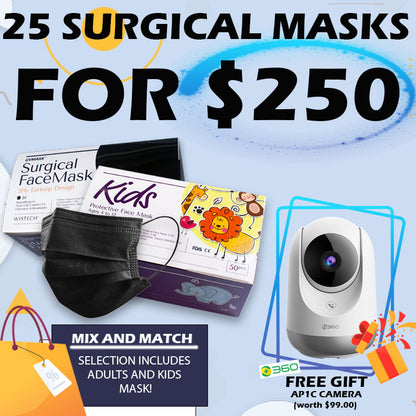 25 BOXES SURGICAL MASKS FOR $250