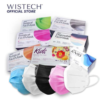 [Individually Sealed] Pink Wistech 3 Ply Surgical Face Mask, 50 pieces - Wistech Singapore