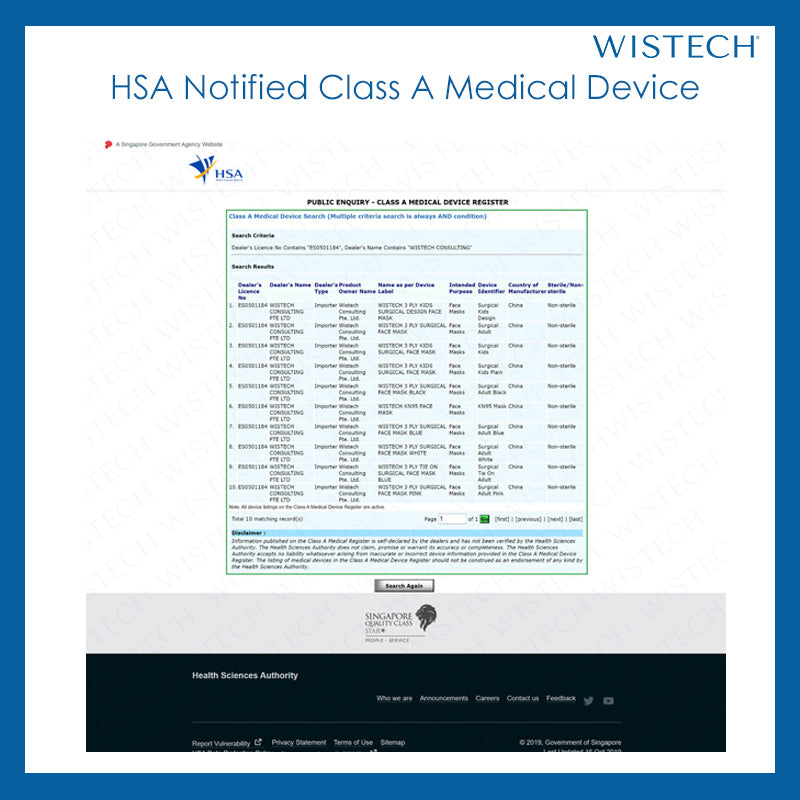{Blue / Black} Wistech 4 Ply Surgical Mask