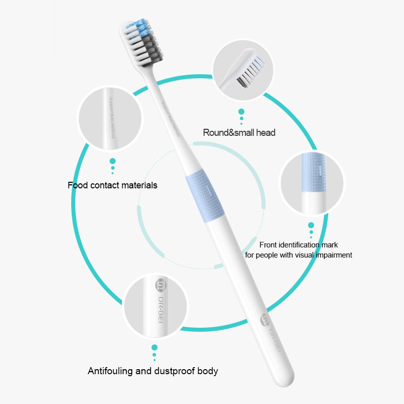 DR.BEI Bass Toothbrush, 4 Pieces (Xiaomi Version) Xiaomi Youpin DR.BEI Xiaomi Tooth Mi Bass Method Sandwish-bedded Better Brush Wire 4Colors Deep Cleaning Toothbrush - Wistech Singapore