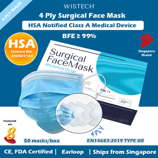 {Blue / Black} Wistech 4 Ply Surgical Mask