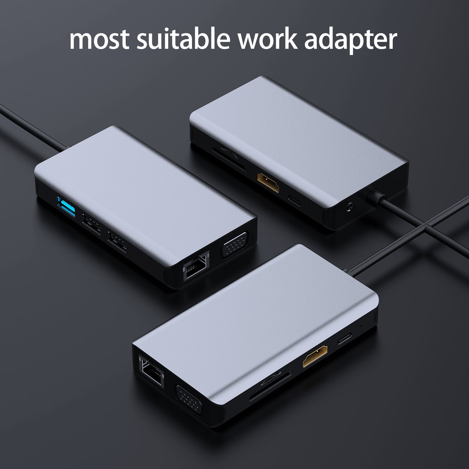 Wistech USB C Type-C Hub 10 in 1 Adapter BX10A with HDMI 4K30Hz 2K60Hz PD Chargers USB 3.0 SD card TF card RJ45 Jack VGA Adapter 3.5mm Audio - Wistech Singapore