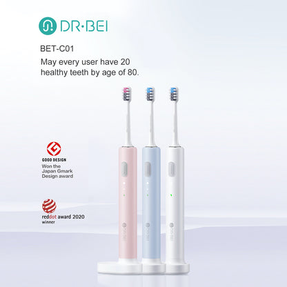Xiaomi Dr.Bei Sonic Electric Toothbrush (Blue & Pink & White ) Suitable for both Adults/Children/Kids - Wistech Singapore