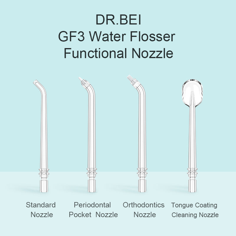 Xiaomi DR.BEI Oral Irrigator Cleaning Replacement 4 kinds for F3 GF3 Dental Punch Nozzles 2 pcs Included Deep Cleaning - Wistech Singapore