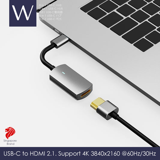 Wistech USB C Type-C Apadter Hub BX1H to HDMI 2.1 4K 60Hz 3840x2160 Support Laptop Cellphone Type-C Adapter USB C Hub - Wistech Singapore