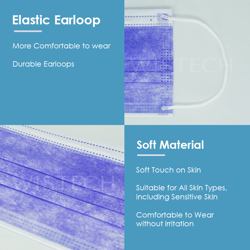 Wistech 3-Ply Surgical Face Mask UVMASK™️  (Purple) - Wistech Singapore