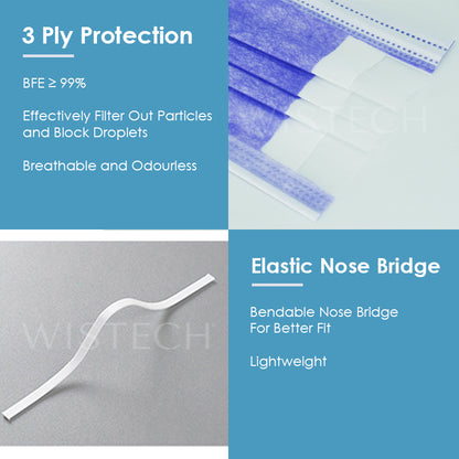 Wistech 3-Ply Surgical Face Mask UVMASK™️  (Purple) - Wistech Singapore