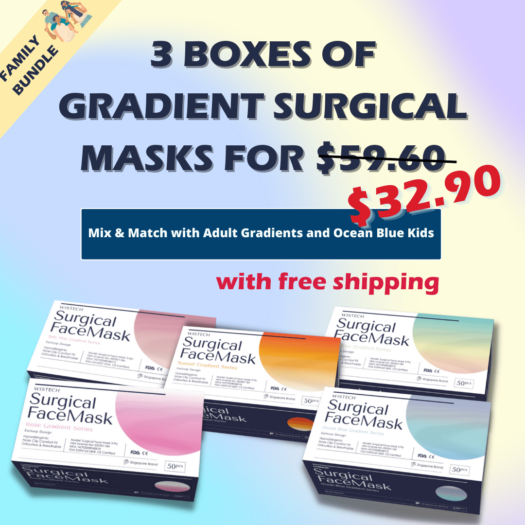 [Family Bundle] 3 BOXES GRADIENT SURGICAL MASKS with FREE SHIPPING FOR $29.90 only