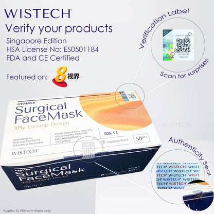 Wistech 3-Ply Surgical Face Mask (Black)