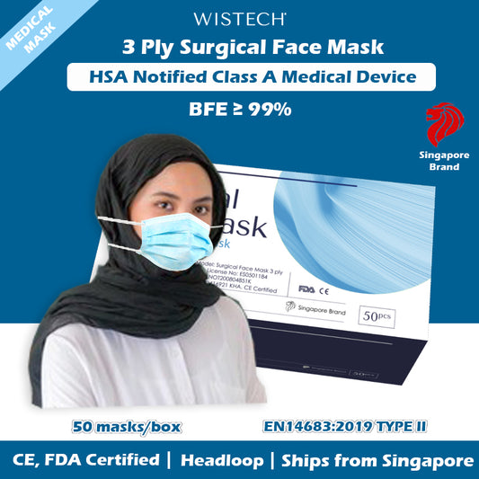 Wistech Headloop 3 Ply Surgical Face Mask