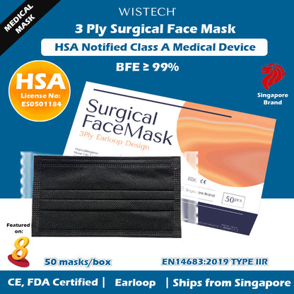[Individually Sealed] Blue Wistech 3 Ply Surgical Face Mask, 50 pieces