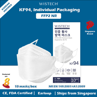 Wistech KF94, Indivudual Packaging Mask. FFP2 NR protection. It is CE, and FDA certified.
