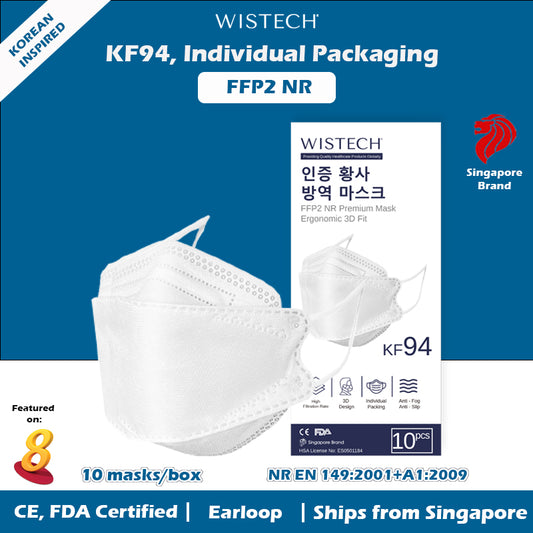 Wistech KF94, Indivudual Packaging Mask. FFP2 NR protection. It is CE, and FDA certified.