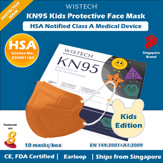 [Ready Local stocks] Wistech Orange KN95 Kids Protective Face Mask, 10 pieces