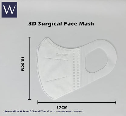 [THICK EARLOOP] 3D Wistech 3 Ply Surgical Face Mask, 30 pieces
