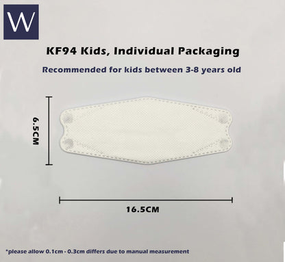 (Black) Wistech KF94 Kids Protective Mask, Individually sealed 10 pcs, FDA CE Approved