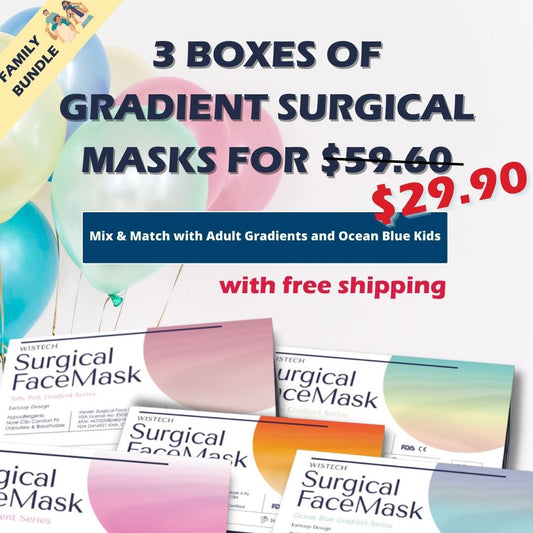 [Family Bundle] 3 BOXES GRADIENT SURGICAL MASKS with FREE SHIPPING FOR $29.90 only