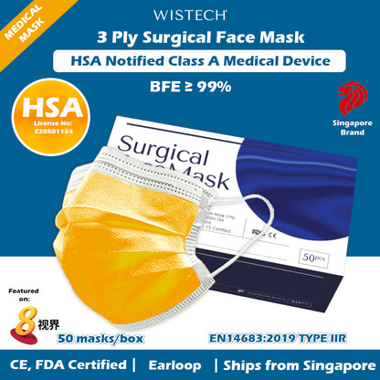 Wistech 3-Ply Surgical Face Mask  (Mandarin Orange)