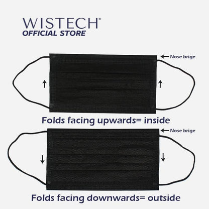 Wistech 3-Ply Surgical Face Mask (Black)