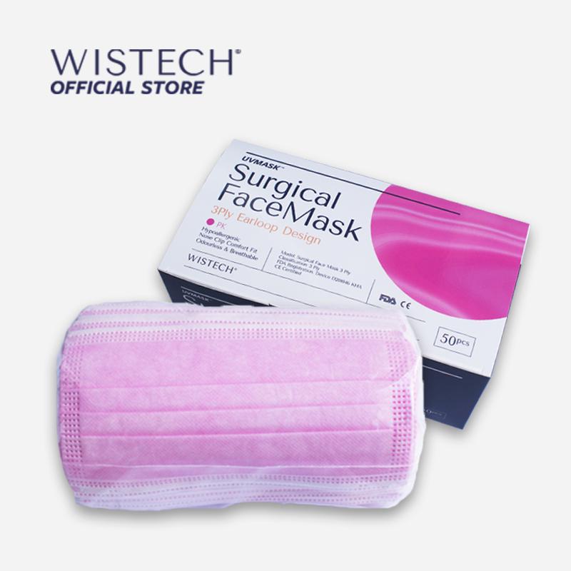 Wistech 3-Ply Surgical Face Mask UVMASK™️  (Pink) - Wistech Singapore